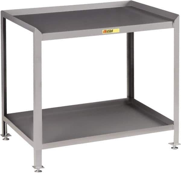 Little Giant - No Drawers, 2 Shelf Workstation - 2,000 Lb Capacity, Steel with Flush Front Edge Top, Gray, 24" Wide x 39" High x 36" Long - Eagle Tool & Supply