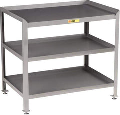 Little Giant - No Drawers, 3 Shelf Workstation - 2,000 Lb Capacity, Steel with Flush Front Edge Top, Gray, 24" Wide x 39" High x 36" Long - Eagle Tool & Supply