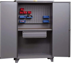 Little Giant - 1 Drawer, Cabinet Work Center - Steel with Flush Front Edge Top, Gray, 60" Wide x 78" High x 27" Long - Eagle Tool & Supply