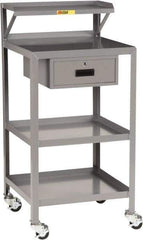 Little Giant - 1,000 Lb Capacity, 3 Shelf, 1 Drawer Mobile Shop Desk - 24" Wide x 22" Deep x 52" High, Steel - Eagle Tool & Supply