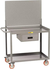 Little Giant - 1,200 Lb Capacity, 2 Shelf, 1 Drawer Mobile Workbench with Pegboard Panel - 48" Wide x 24" Deep x 60" High, Steel - Eagle Tool & Supply