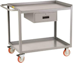 Little Giant - 1,200 Lb Capacity, 2 Shelf, 1 Drawer Mobile Workbench - 36" Wide x 24" Deep x 35-1/2" High, Steel - Eagle Tool & Supply