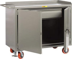 Little Giant - 3,600 Lb Capacity, 1 Drawer, 2 Door Mobile Service Bench - 41" Wide x 24" Deep x 43" High, Steel, Gray - Eagle Tool & Supply