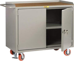 Little Giant - 3,600 Lb Capacity, 2 Door Mobile Service Bench - 41" Wide x 24" Deep x 43" High, Steel, Gray - Eagle Tool & Supply