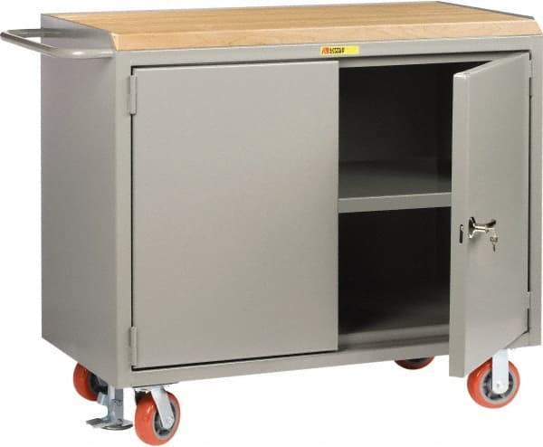 Little Giant - 3,600 Lb Capacity, 2 Door Mobile Service Bench - 41" Wide x 24" Deep x 43" High, Steel, Gray - Eagle Tool & Supply