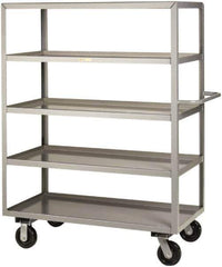 Little Giant - 3,600 Lb Capacity, 5 Shelf, Steel Shelf Truck - 53-1/2" Long x 30" Wide x 65" High, 6" Diam Phenolic Wheels - Eagle Tool & Supply