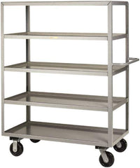 Little Giant - 3,600 Lb Capacity, 5 Shelf, Steel Shelf Truck - 65-1/2" Long x 30" Wide x 65" High, 6" Diam Phenolic Wheels - Eagle Tool & Supply