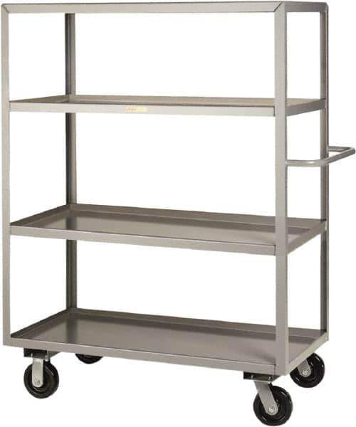 Little Giant - 3,600 Lb Capacity, 4 Shelf, Steel Shelf Truck - 53-1/2" Long x 30" Wide x 65" High, 6" Diam Phenolic Wheels - Eagle Tool & Supply