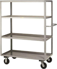Little Giant - 3,600 Lb Capacity, 4 Shelf, Steel Shelf Truck - 53-1/2" Long x 30" Wide x 65" High, 6" Diam Phenolic Wheels - Eagle Tool & Supply