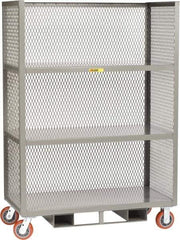Little Giant - 3,600 Lb Capacity, 3 Shelf, 3-Sided Steel Order Picking Truck - 48" Long x 30" Wide x 69" High, 6" Diam Polyurethane Wheels - Eagle Tool & Supply