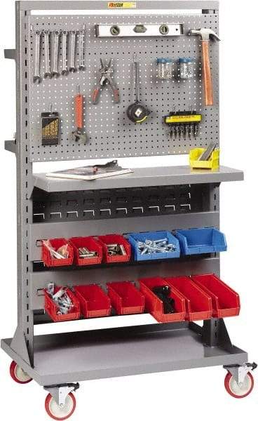 Little Giant - 1,200 Lb Capacity Mobile Work Bench - 24" Wide x 36" Deep x 66-1/2" High, Steel, Gray - Eagle Tool & Supply