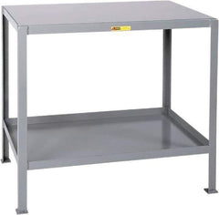 Little Giant - 36 Wide x 24" Deep x 32-1/2" High, 12 Gauge Steel Heavy-Duty Machine Table - Fixed Legs, Gray - Eagle Tool & Supply