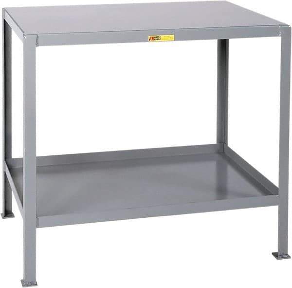 Little Giant - 60 Wide x 24" Deep x 32-1/2" High, Steel Heavy-Duty Machine Table - Fixed Legs, Gray - Eagle Tool & Supply