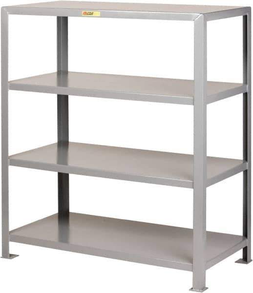 Little Giant - 4 Shelf Starter Heavy-Duty Open Steel Shelving - 8,000 Lb Capacity, 60" Wide x 72" High x 30" Deep, Gray - Eagle Tool & Supply