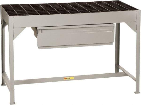 Little Giant - 51 Wide x 24" Deep x 34" High, Steel Bar Grating Welder's Table - Fixed Legs, Gray/Black - Eagle Tool & Supply