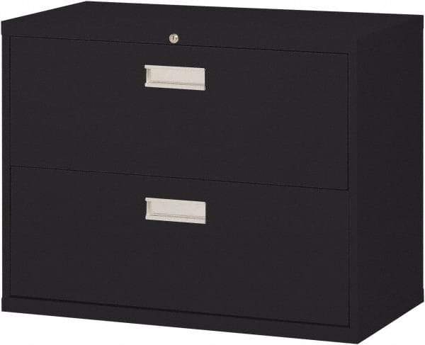 Sandusky Atlantic - 36" Wide x 28-3/8" High x 19-1/4" Deep, 2 Drawer Lateral File with Lock - Steel, Black - Eagle Tool & Supply