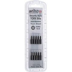 Wiha - 1/4" Drive T8 Tamperproof Torx Screwdriver Bit - 1" OAL, Tamper Resistant Bit - Eagle Tool & Supply