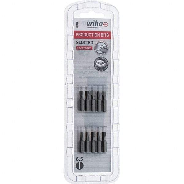 Wiha - Slotted Screwdriver Bits Reversible: NonReversible Blade Width (Inch): 1/4 - Eagle Tool & Supply