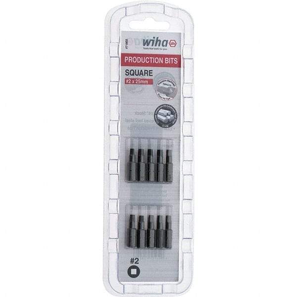 Wiha - 1/4" Drive, #2 Square Screwdriver Bit - 1" OAL - Eagle Tool & Supply