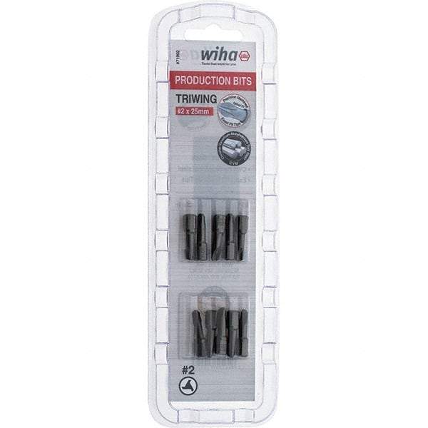 Wiha - 1/4" Drive, #2 Tri-Wing Screwdriver Bit - 1" OAL - Eagle Tool & Supply