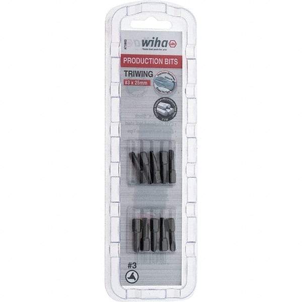 Wiha - 1/4" Drive, #3 Tri-Wing Screwdriver Bit - 1" OAL - Eagle Tool & Supply