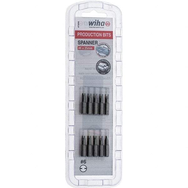 Wiha - 1/4" Drive, #6 Spanner Screwdriver Bit - 1" OAL - Eagle Tool & Supply