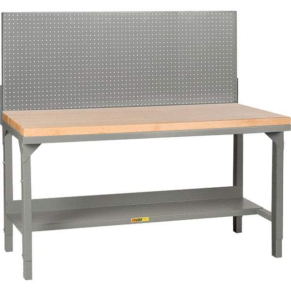 Little Giant - 48 Wide x 30" Deep x 28-3/4" High, Butcher Block Workbench - 1-3/4" Butcher Block Top, Adjustable Height Legs, Gray - Eagle Tool & Supply