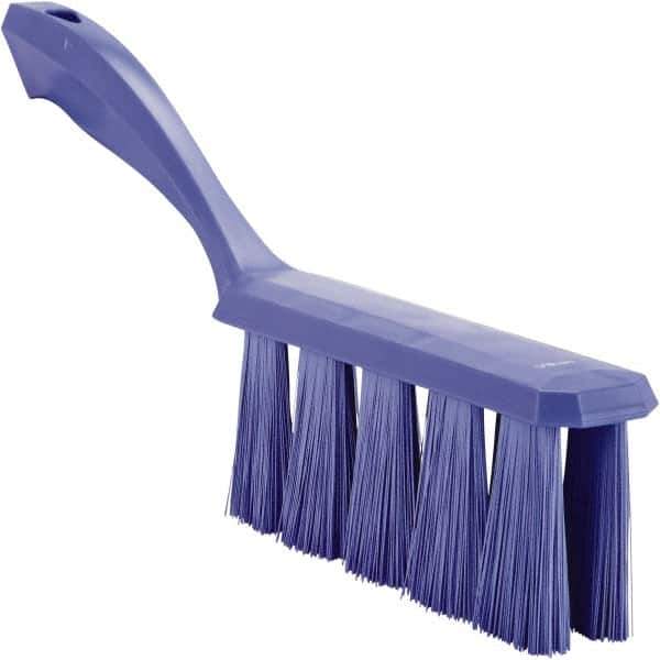 Vikan - 3.9" Bristle Length, Polyester Cleaning & Finishing Brush - 3" Long x 6-1/2" Wide Head, 13" OAL, Easy Grip Handle, Purple, Polypropylene Block - Eagle Tool & Supply