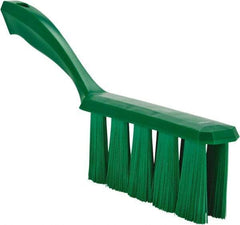 Vikan - 3.9" Bristle Length, Polyester Cleaning & Finishing Brush - 3" Long x 6-1/2" Wide Head, 13" OAL, Easy Grip Handle, Green, Polypropylene Block - Eagle Tool & Supply