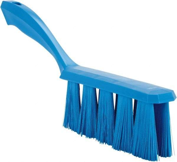 Vikan - 3.9" Bristle Length, Polyester Cleaning & Finishing Brush - 3" Long x 6-1/2" Wide Head, 13" OAL, Easy Grip Handle, Blue, Polypropylene Block - Eagle Tool & Supply