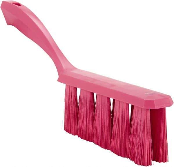 Vikan - 3.9" Bristle Length, Polyester Cleaning & Finishing Brush - 3" Long x 6-1/2" Wide Head, 13" OAL, Easy Grip Handle, Pink, Polypropylene Block - Eagle Tool & Supply