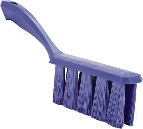 Vikan - 3.9" Bristle Length, Polyester Cleaning & Finishing Brush - 3" Long x 1-1/2" Wide Head, 13" OAL, Easy Grip Handle, Purple, Polypropylene Block - Eagle Tool & Supply