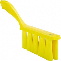 Vikan - 3.9" Bristle Length, Polyester Cleaning & Finishing Brush - 3" Long x 1-1/2" Wide Head, 13" OAL, Easy Grip Handle, Yellow, Polypropylene Block - Eagle Tool & Supply