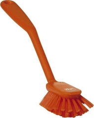 Vikan - 2.4" Bristle Length, Polyester Cleaning & Finishing Brush - 2-1/2" Long x 2.4" Wide Head, 10.8" OAL, Easy Grip Handle, Orange, Polypropylene Block - Eagle Tool & Supply