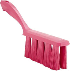 Vikan - 3.9" Bristle Length, Polyester Cleaning & Finishing Brush - 3" Long x 1-1/2" Wide Head, 13" OAL, Easy Grip Handle, Pink, Polypropylene Block - Eagle Tool & Supply