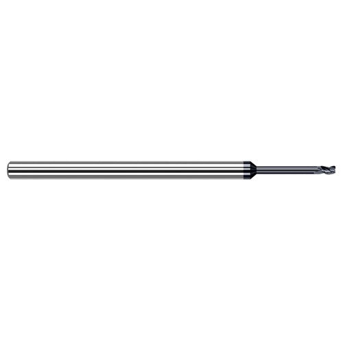 Variable Helix End Mills for Exotic Alloys - 0.600mm Cutter Diameter × 0.100mm Radius × 0.900mm Length of Cut × 4.800mm Reach Carbide Corner Radius End Mill for Exotic Alloys, 3 Flutes, AlTiN Nano Coated - Exact Industrial Supply