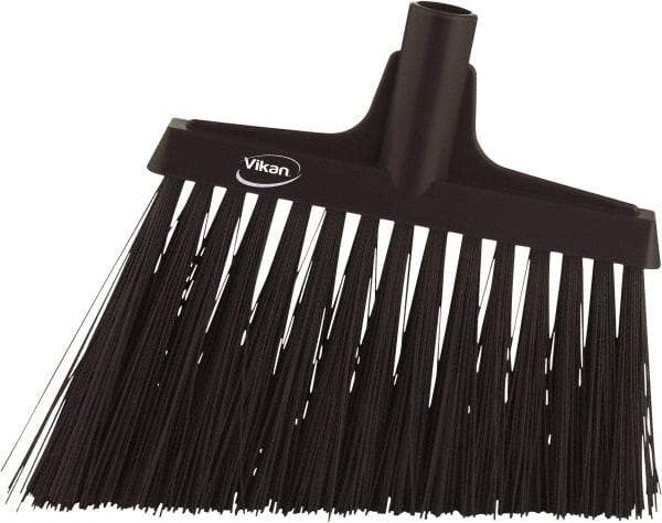 Vikan - 9-1/2" Wide, Black Polyester Bristles, Angled Broom - Water Resistant - Eagle Tool & Supply