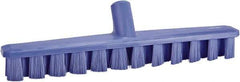 Vikan - 1-7/8" Bristle Length, Polyester Deck Scrub Brush - 1-7/8" Wide Head, 15-1/4" OAL, European Threaded Handle, Purple, Polypropylene Block - Eagle Tool & Supply