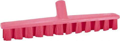 Vikan - 1-7/8" Bristle Length, Polyester Deck Scrub Brush - 1-7/8" Wide Head, 15-1/4" OAL, European Threaded Handle, Pink, Polypropylene Block - Eagle Tool & Supply