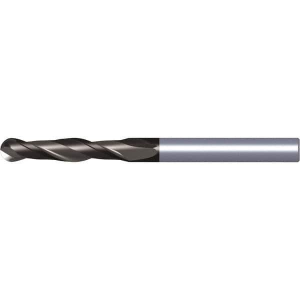 Kennametal - 1/2" Diam, 2" LOC, 2 Flute Solid Carbide Ball End Mill - TiAlN Finish, Single End, 4" OAL, 1/2" Shank Diam, Spiral Flute - Eagle Tool & Supply