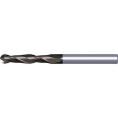 Kennametal - 1/2" Diam, 2" LOC, 2 Flute Solid Carbide Ball End Mill - TiAlN Finish, Single End, 4" OAL, 1/2" Shank Diam, Spiral Flute - Eagle Tool & Supply