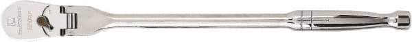 GearWrench - 1/2" Drive Pear Head Ratchet - Full Polish Chrome Finish, 17" OAL, 60 Gear Teeth, Full Polished Handle, Flex Head - Eagle Tool & Supply