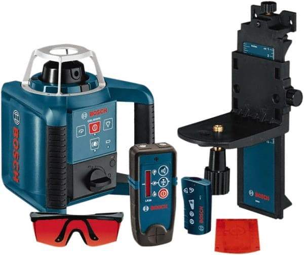 Bosch - 1,000' Measuring Range, 1/8" at 100' Accuracy, Self-Leveling Horizontal & Vertical Rotary Laser - ±5° Self Leveling Range, 1 Beam, 2-D Battery Included - Eagle Tool & Supply