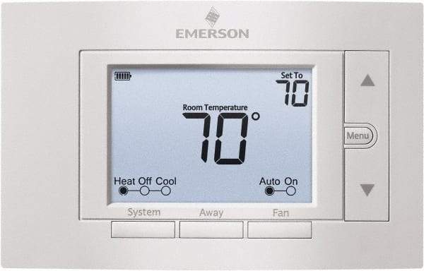 White-Rodgers - 50 to 99°F, 2 Heat, 2 Cool, Digital Nonprogrammable Thermostat - 20 to 30 Volts, 1.77" Inside Depth x 1.77" Inside Height x 5-1/4" Inside Width, Horizontal Mount - Eagle Tool & Supply