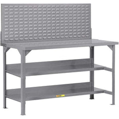 Little Giant - 72 Wide x 30" Deep x 36" High, 12 Gauge Steel Workbench - 12 Gauge Steel Top, Fixed Legs, Gray - Eagle Tool & Supply