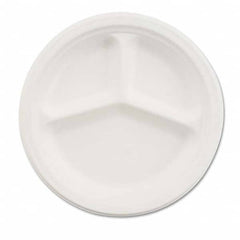 Chinet - Paper Dinnerware, 3-Comp Plate, 9 1/4" Diam, White, 500/Carton - Eagle Tool & Supply