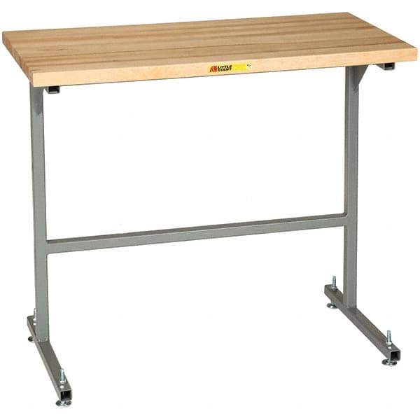 Little Giant - 48 Wide x 24" Deep x 42" High, Butcher Block Butcher Block Top Table - 1-3/4" Butcher Block Top, Fixed Legs With Adjustable Height Glides, Gray - Eagle Tool & Supply