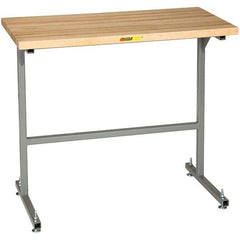 Little Giant - 48 Wide x 24" Deep x 42" High, Butcher Block Butcher Block Top Table - 1-3/4" Butcher Block Top, Fixed Legs With Adjustable Height Glides, Gray - Eagle Tool & Supply