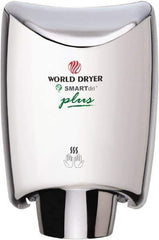 World Dryer - 1200 Watt Silver Finish Electric Hand Dryer - 100/120 Volts, 10 Amps, 9.3" Wide x 12-1/2" High x 7.6" Deep - Eagle Tool & Supply