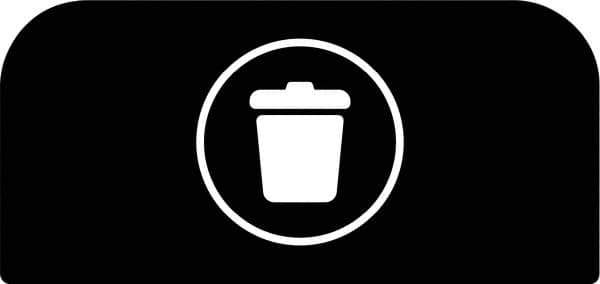 Rubbermaid - Trash Can Decal Message: Landfill - English, Text on Color, Black, Indoor & Outdoor, Apply to Metal, 1-25/32" Wide x 8-1/2" High - Eagle Tool & Supply